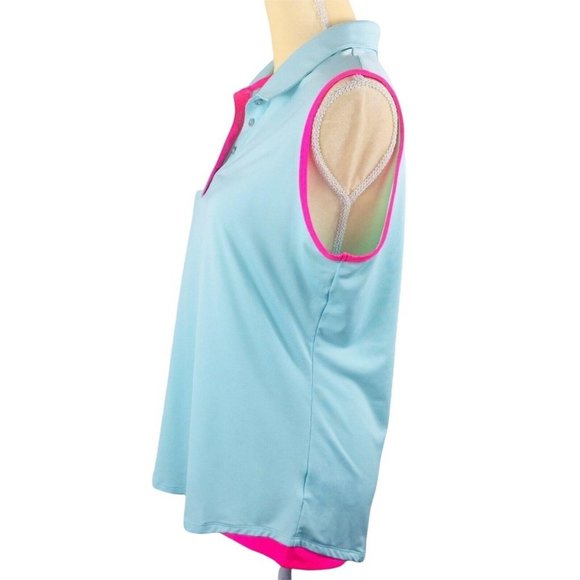 Adidas Women's Sleeveless Golf Polo Top Size L Blue and pink. - Picture 8 of 12